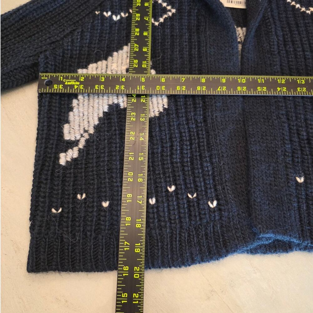 NWT The GREAT Equestrian Lodge Cardigan Navy Chunky Knit SZ 0 Western Prairie - Picture 7 of 7